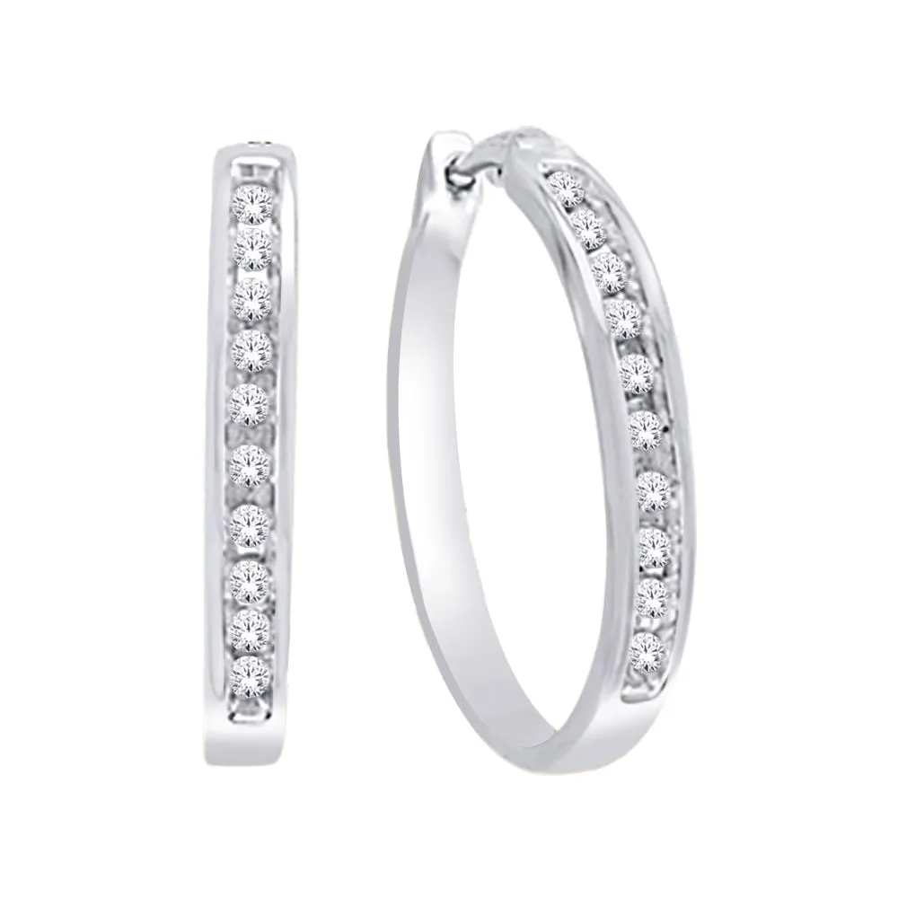 10K White Gold 1/2 Ct.Wt. Diamond Hoop Earring