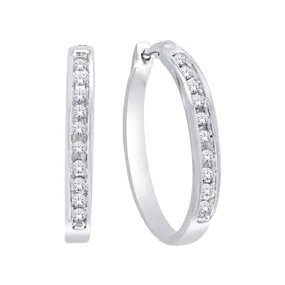 10K White Gold 1/2 Ct.Wt. Diamond Hoop Earring