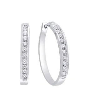 10K White Gold 1/4 Ct.Wt. Diamond Hoop Earring