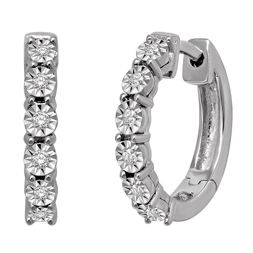 10K White Gold 1/5 Ct.Tw.Diamond Hoop Earrings