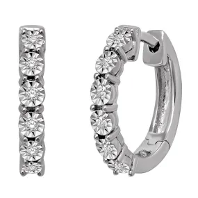 10K White Gold 1/5 Ct.Tw.Diamond Hoop Earrings