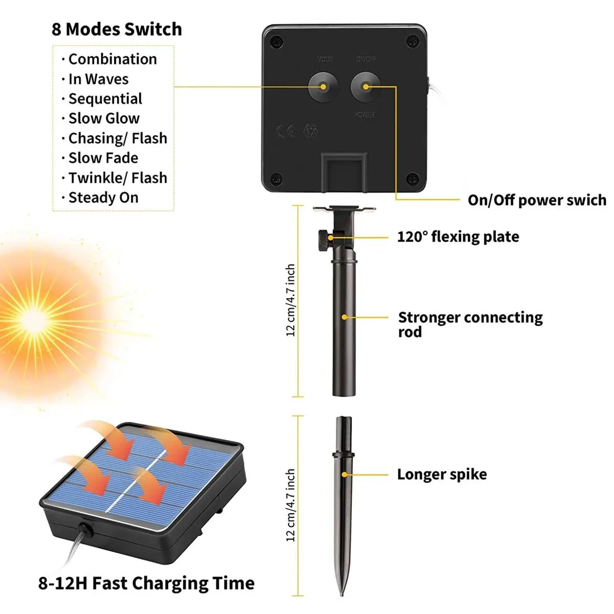 10M 100LED / 20M 200LED Solar Led Waterproof For Garden Decoration Outdoor DIY Christmas Easy To Install