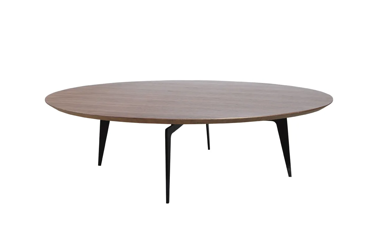 11' Walnut Veneer and Metal Coffee Table Set By Homeroots