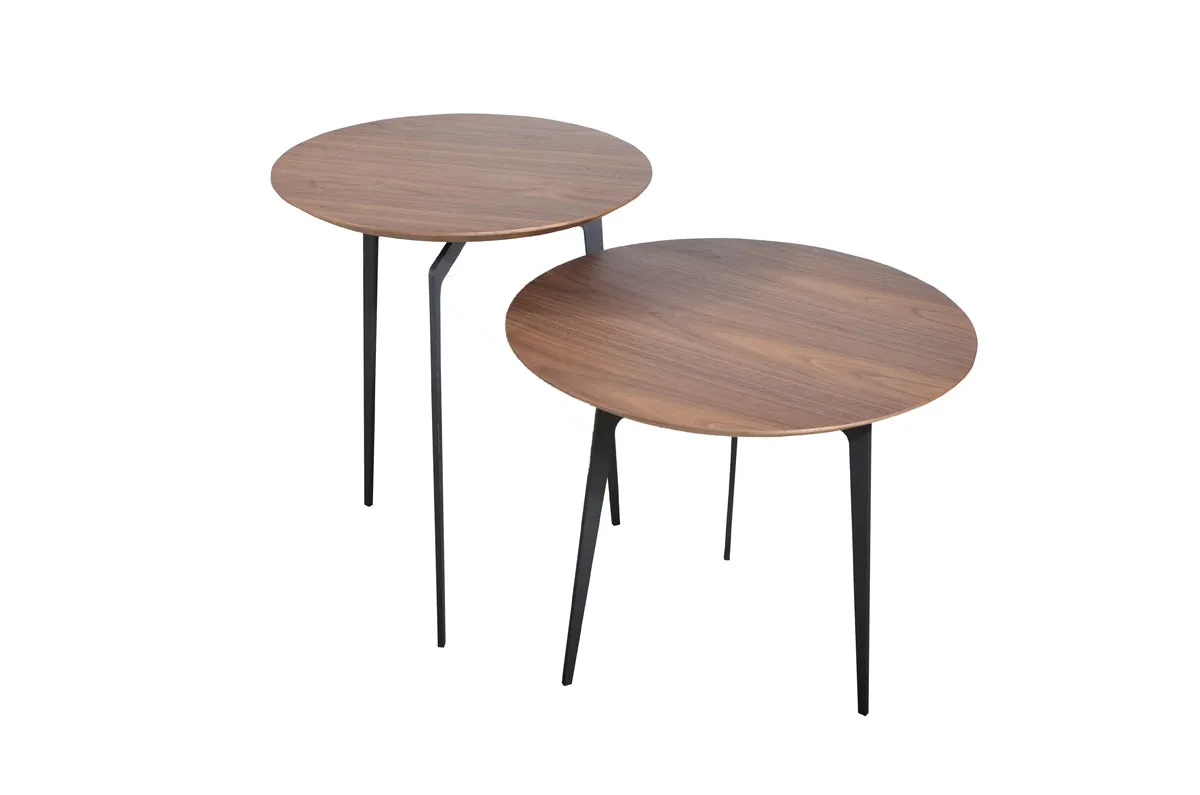 11' Walnut Veneer and Metal Coffee Table Set By Homeroots