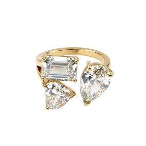 14k Mixed Shape Three Stone Ring-SS