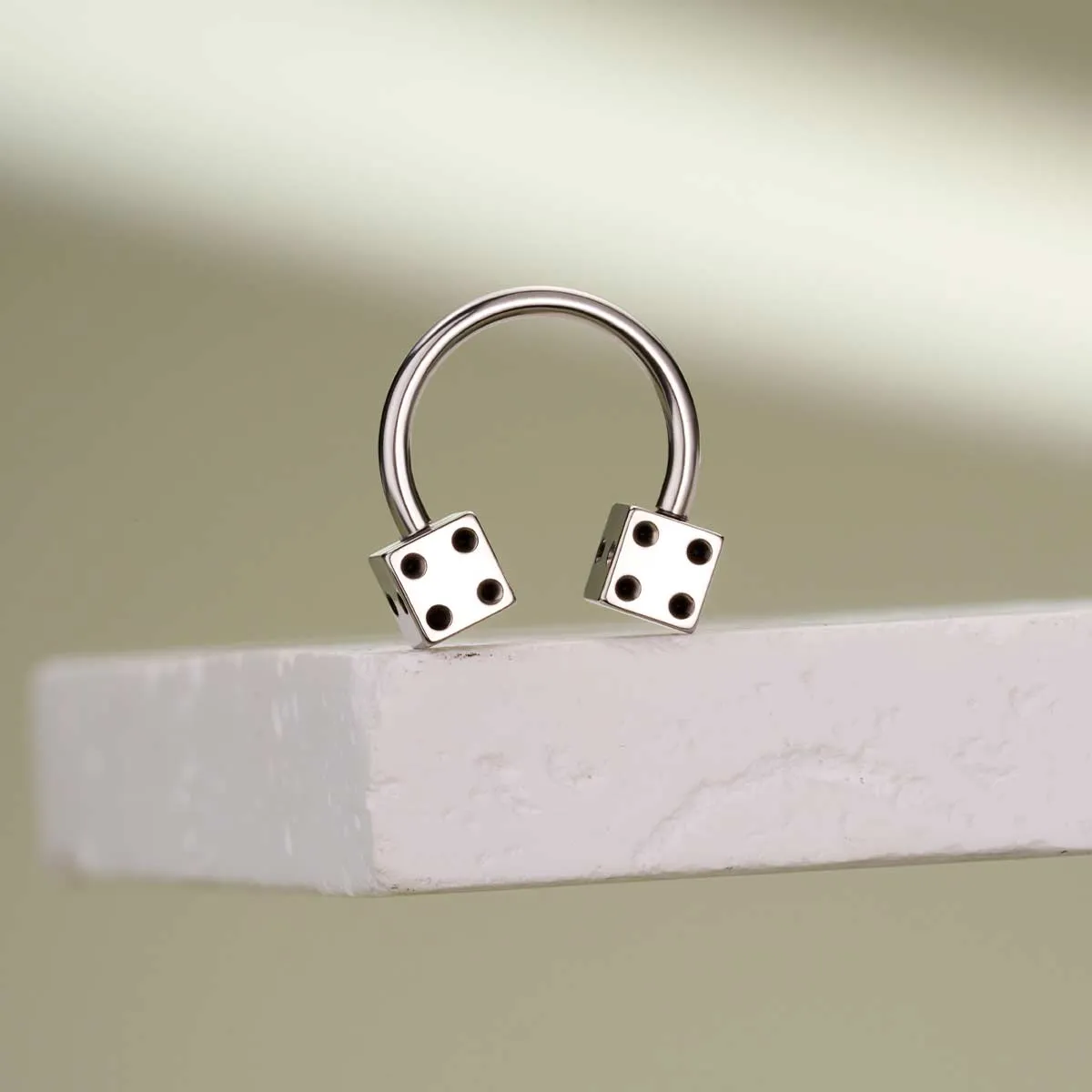 16G Internally Threaded Dice Shape Horseshoe Septum Ring