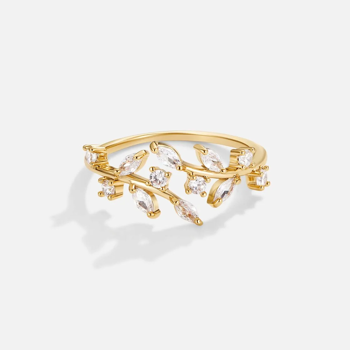 18K Crystal Vine Ring