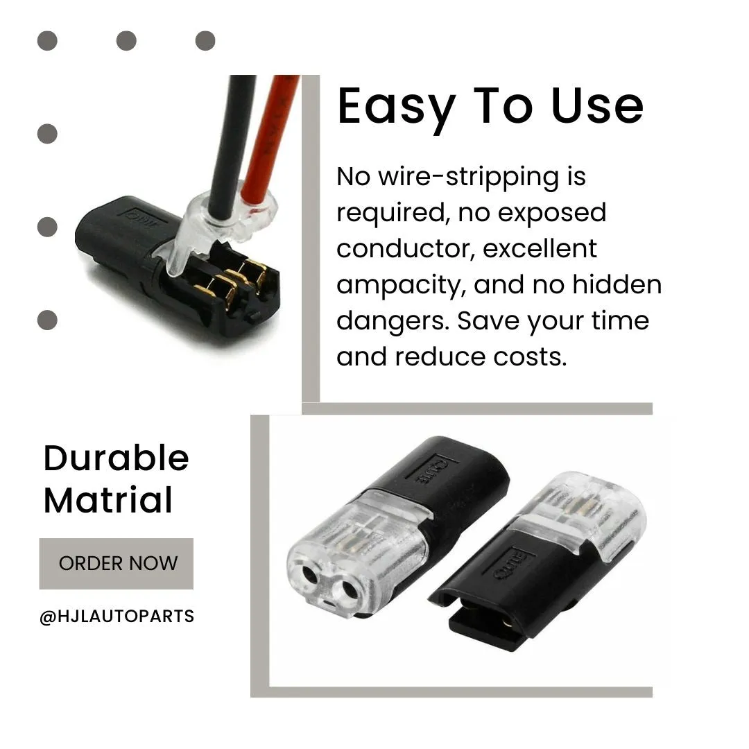 20pcs Pluggable LED Wire Connectors, 2 Pin 2 Way Universal Compact Wire Terminals, Quick Splice Wire Wiring Connector for AWG 20-24, No Stripping Connectors - #HSKIT-18020
