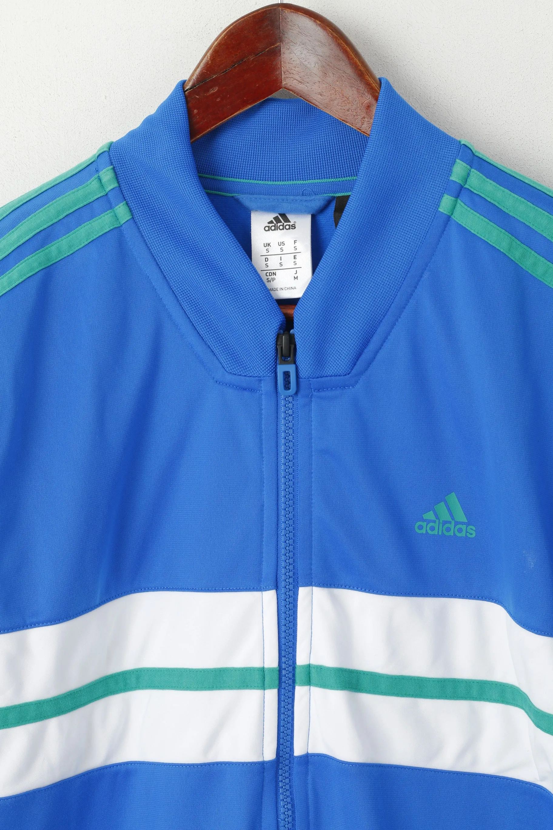 Adidas Men S Sweatshirt Blue Shiny Climalite Full Zipper Activewear Track Top