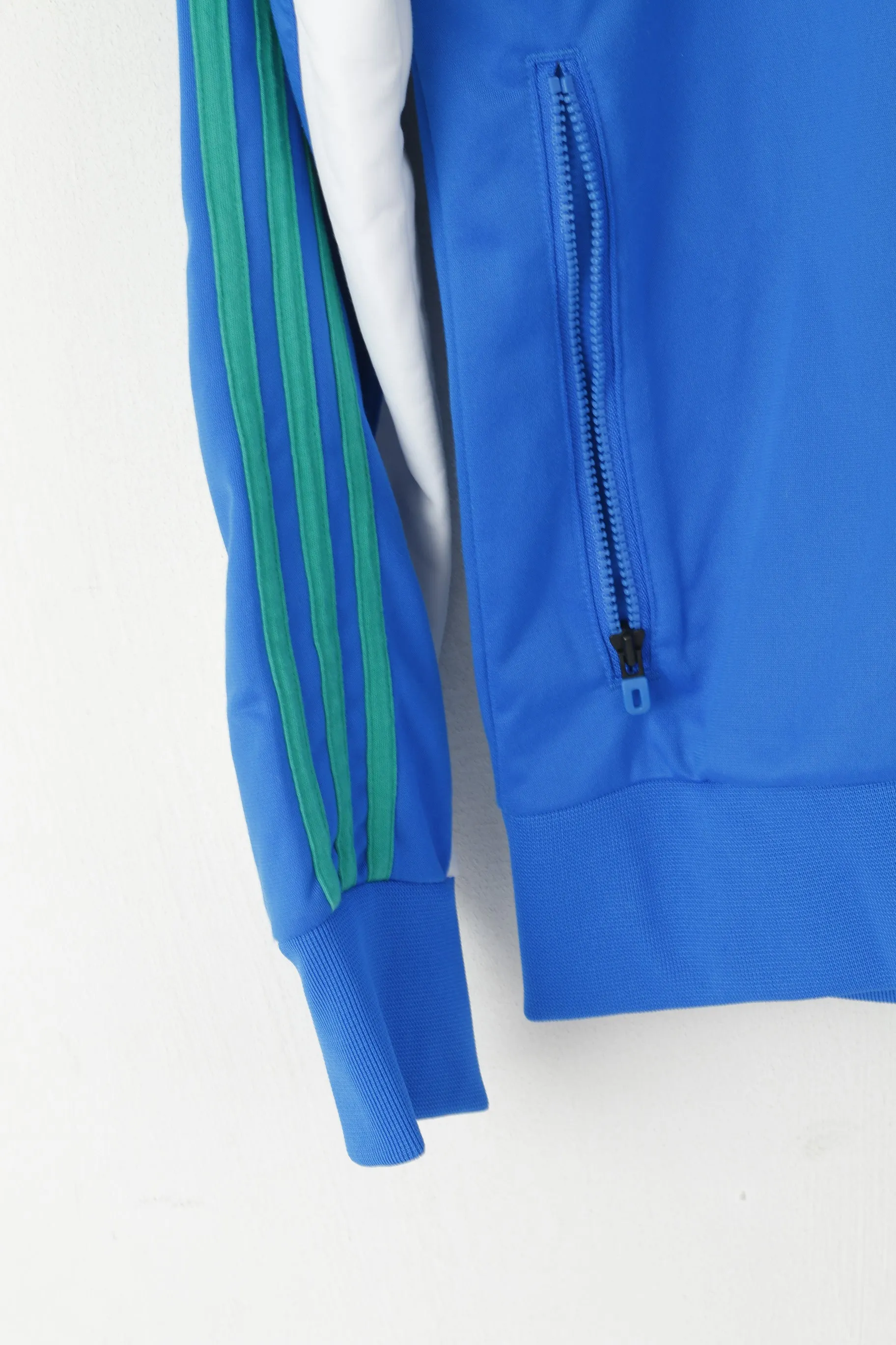 Adidas Men S Sweatshirt Blue Shiny Climalite Full Zipper Activewear Track Top