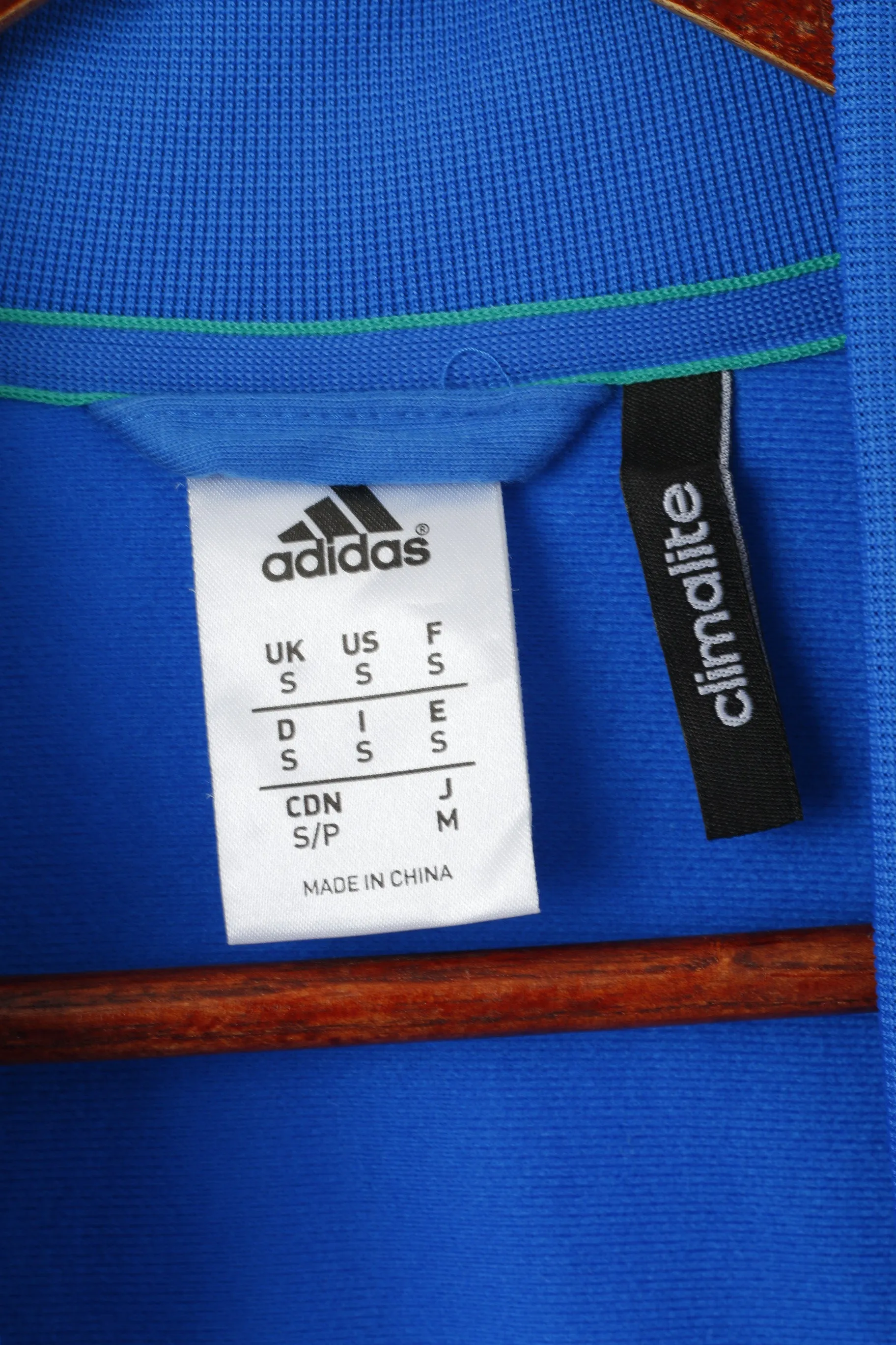 Adidas Men S Sweatshirt Blue Shiny Climalite Full Zipper Activewear Track Top