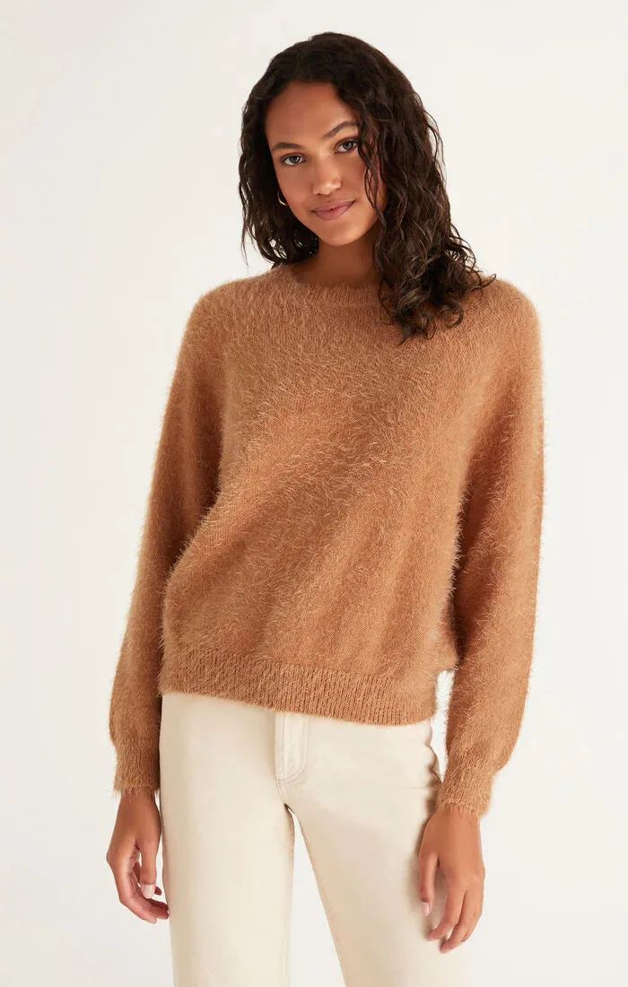 Alora Eyelash Sweater | Saddle