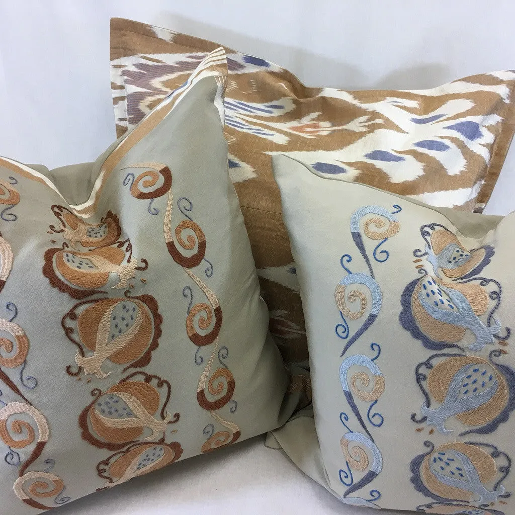 Anor (Pomegranate)-20" Square Hand-Embroidered Pillow Cover