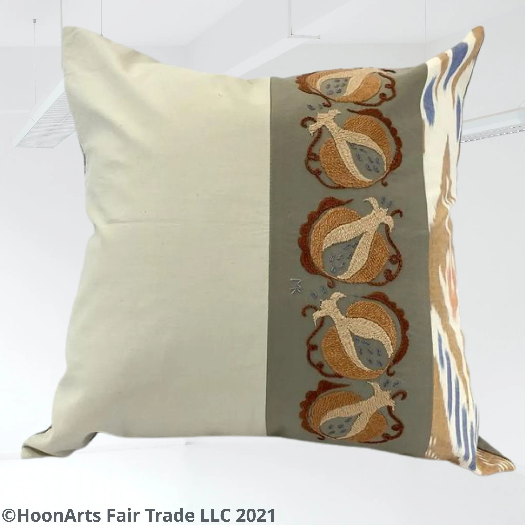 Anor (Pomegranate)-20" Square Hand-Embroidered Pillow Cover