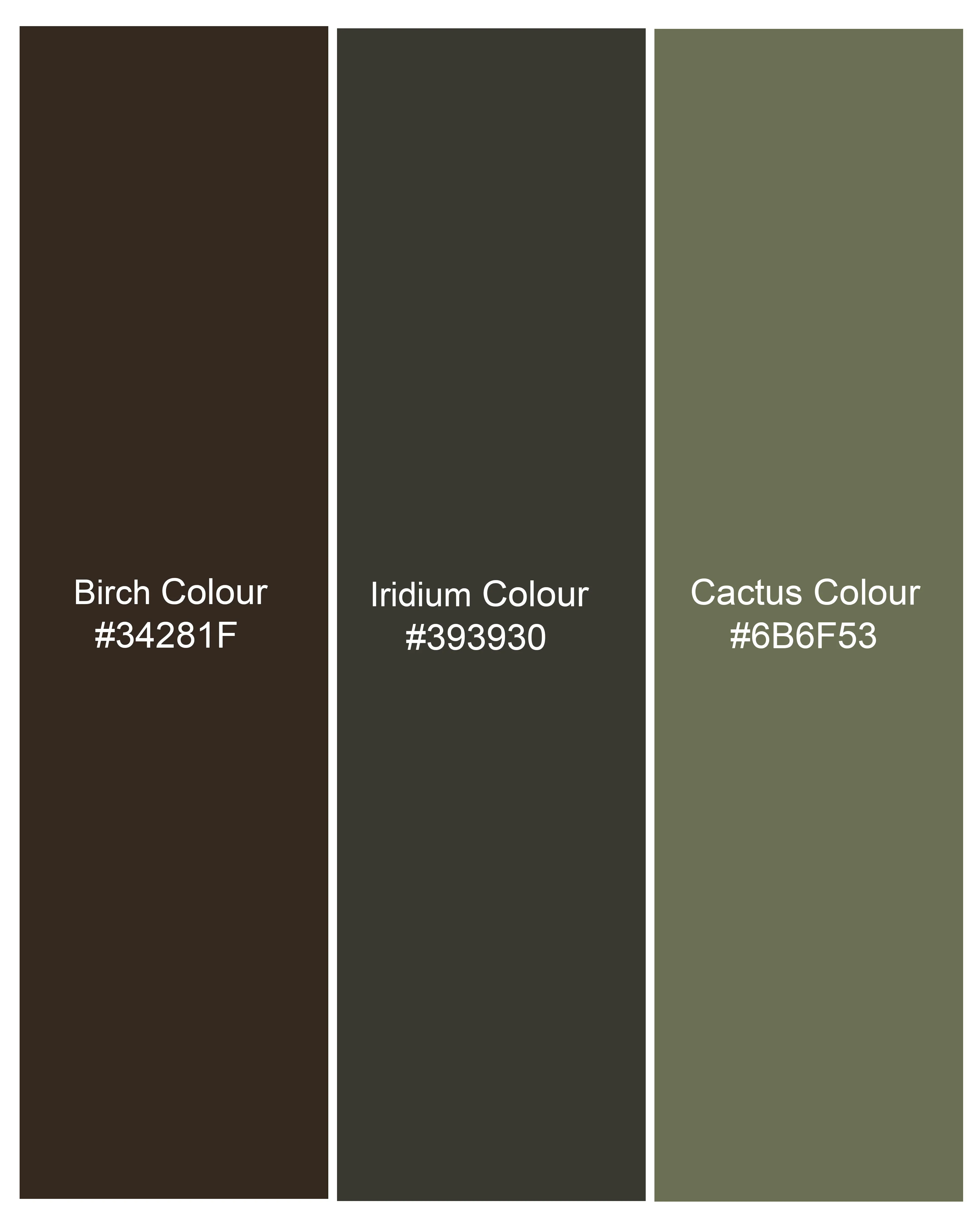 Birch Brown with Iridium Green Camouflage Printed Royal Oxford Shirt