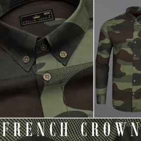 Birch Brown with Iridium Green Camouflage Printed Royal Oxford Shirt