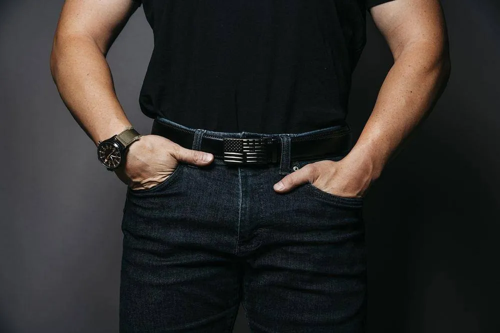 Black American Flag Leather Belt