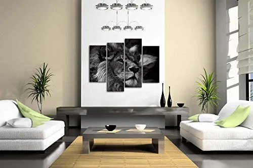 BLACK AND WHITE GRAY LION HEAD PORTRAIT WALL ART PAINTING PICTURES PRINT ON CANVAS ANIMAL THE PICTURE FOR HOME MODERN DECORATION