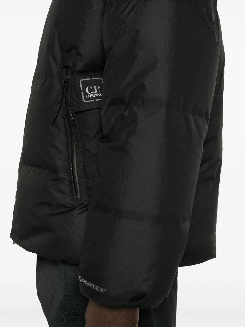 BLACK DOWN-FEATHER FILLING PADDED DESIGN COAT