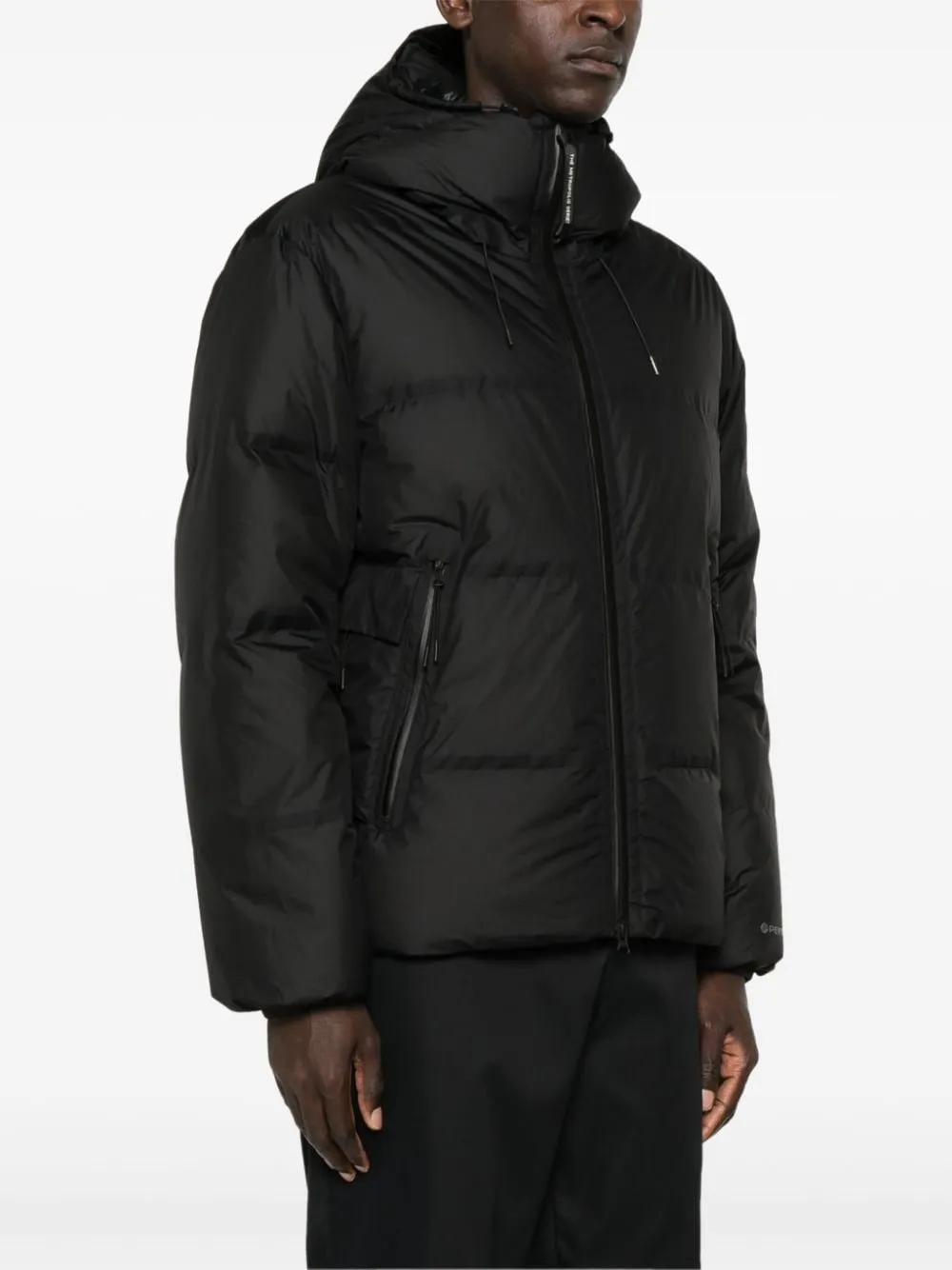 BLACK DOWN-FEATHER FILLING PADDED DESIGN COAT