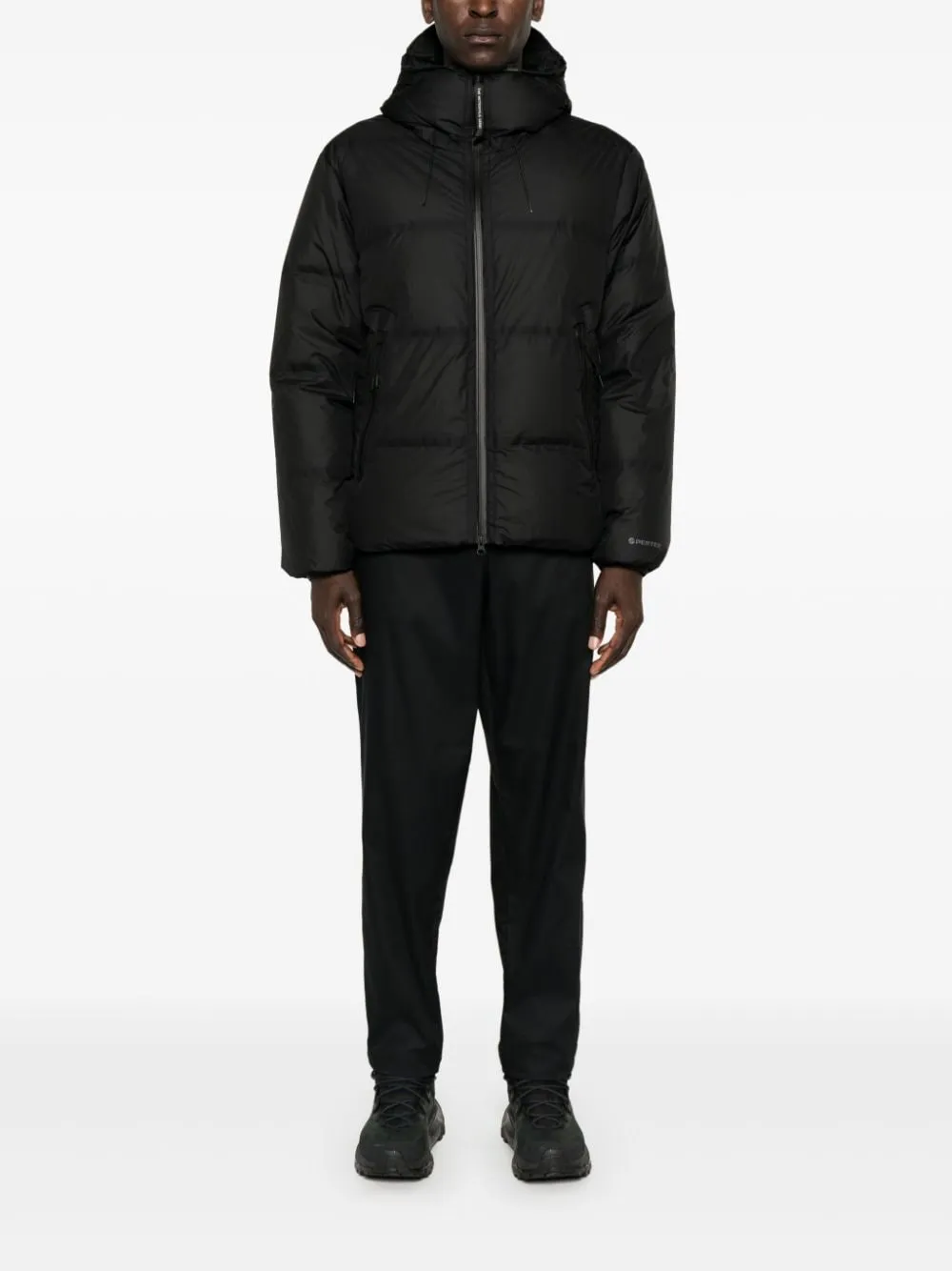 BLACK DOWN-FEATHER FILLING PADDED DESIGN COAT