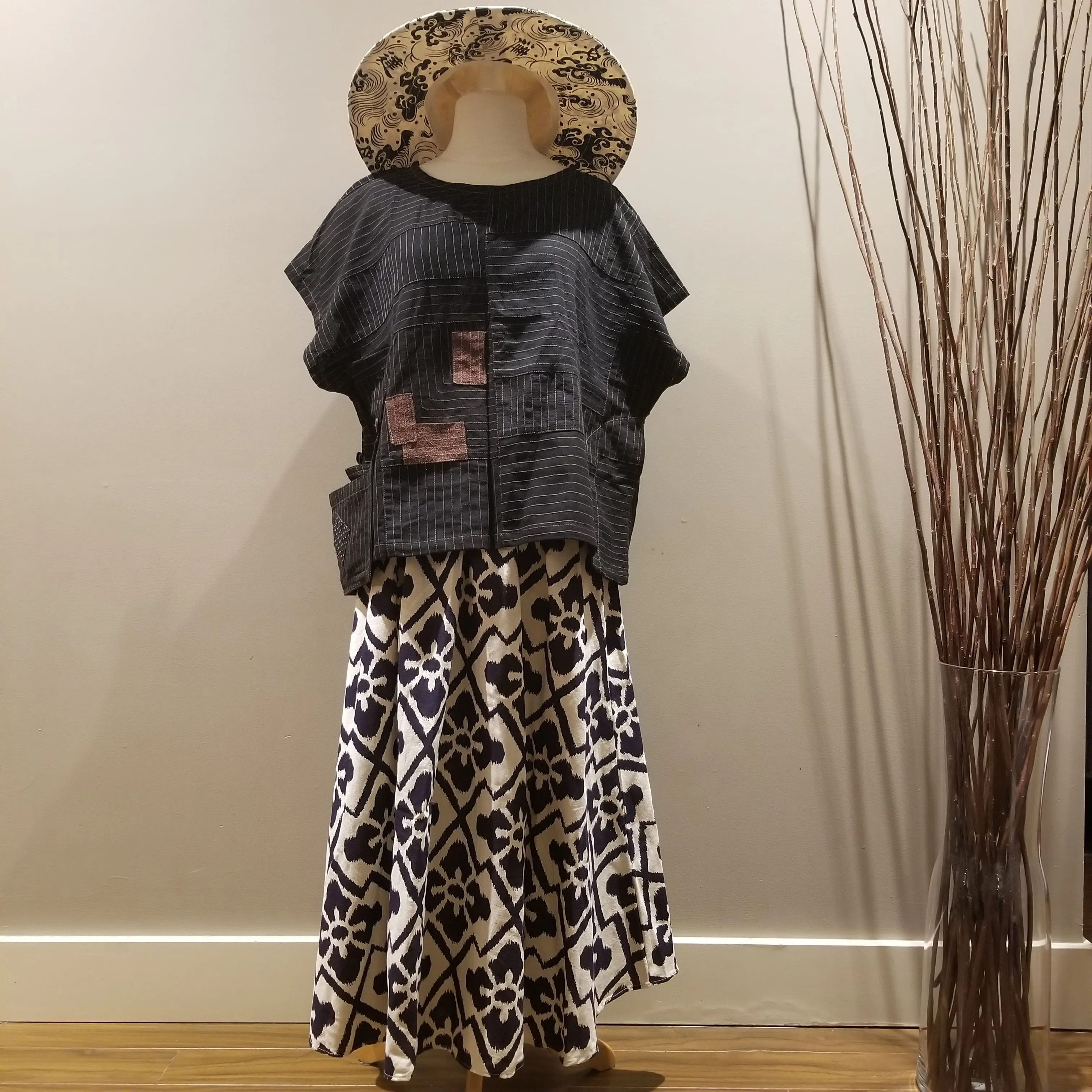 Black Patchwork Blouse Top