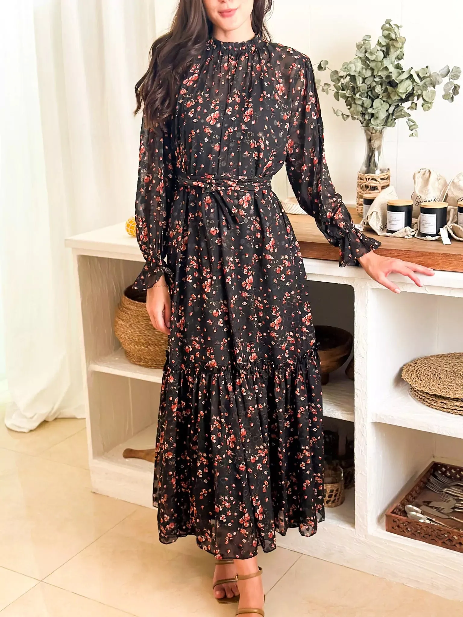 Black Petunia Long Dress