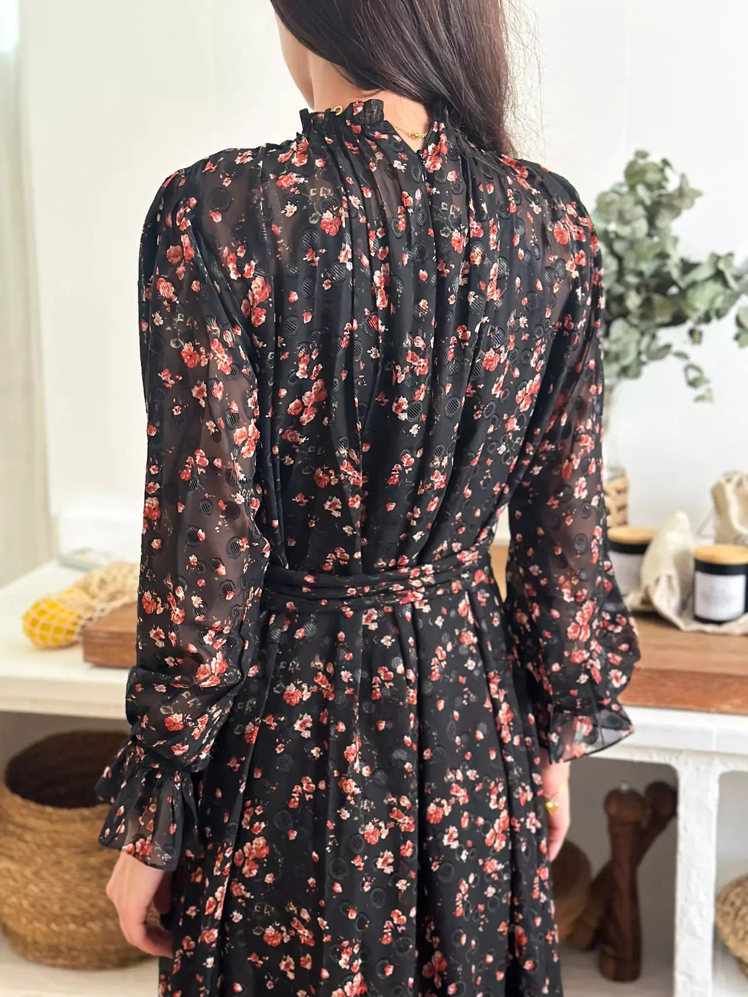 Black Petunia Long Dress