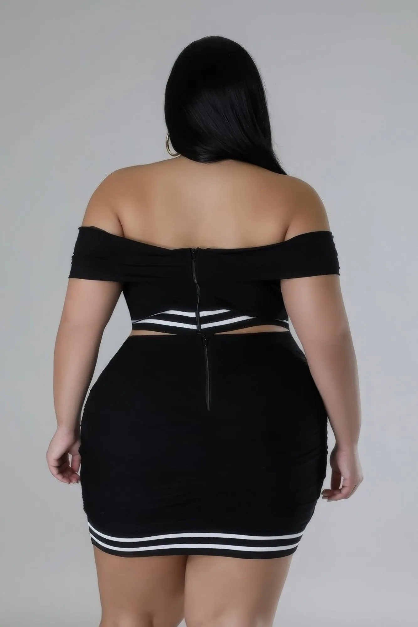 Black Two Piece Stretch Skirt Set