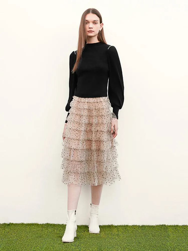 Black Woven Patchwork Top
