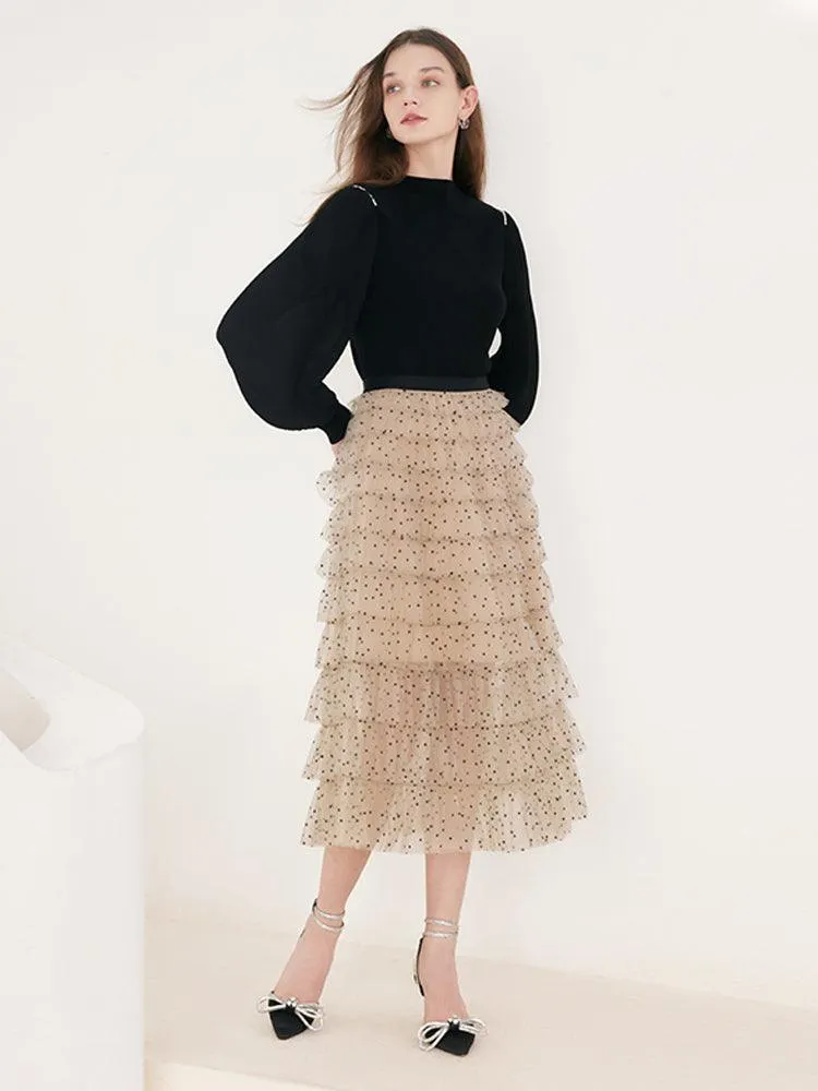 Black Woven Patchwork Top