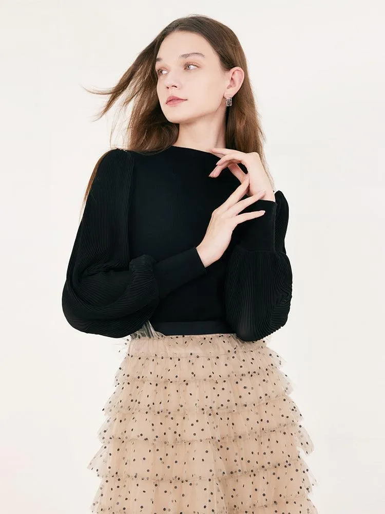 Black Woven Patchwork Top