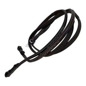 Bobby's English Tack Raised Fancy Rubber Reins
 in Havana - Oversize