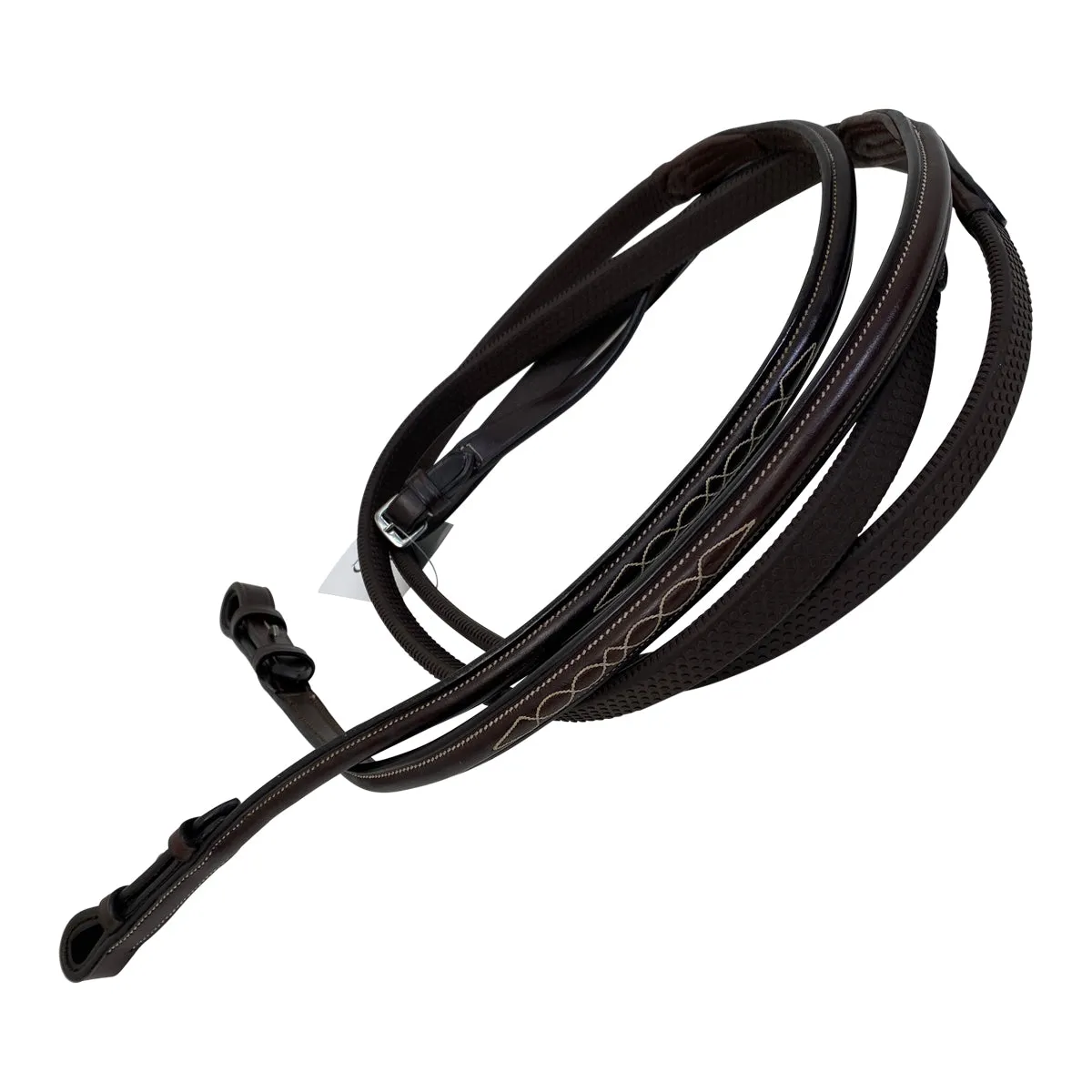 Bobby's English Tack Raised Fancy Rubber Reins
 in Havana - Oversize