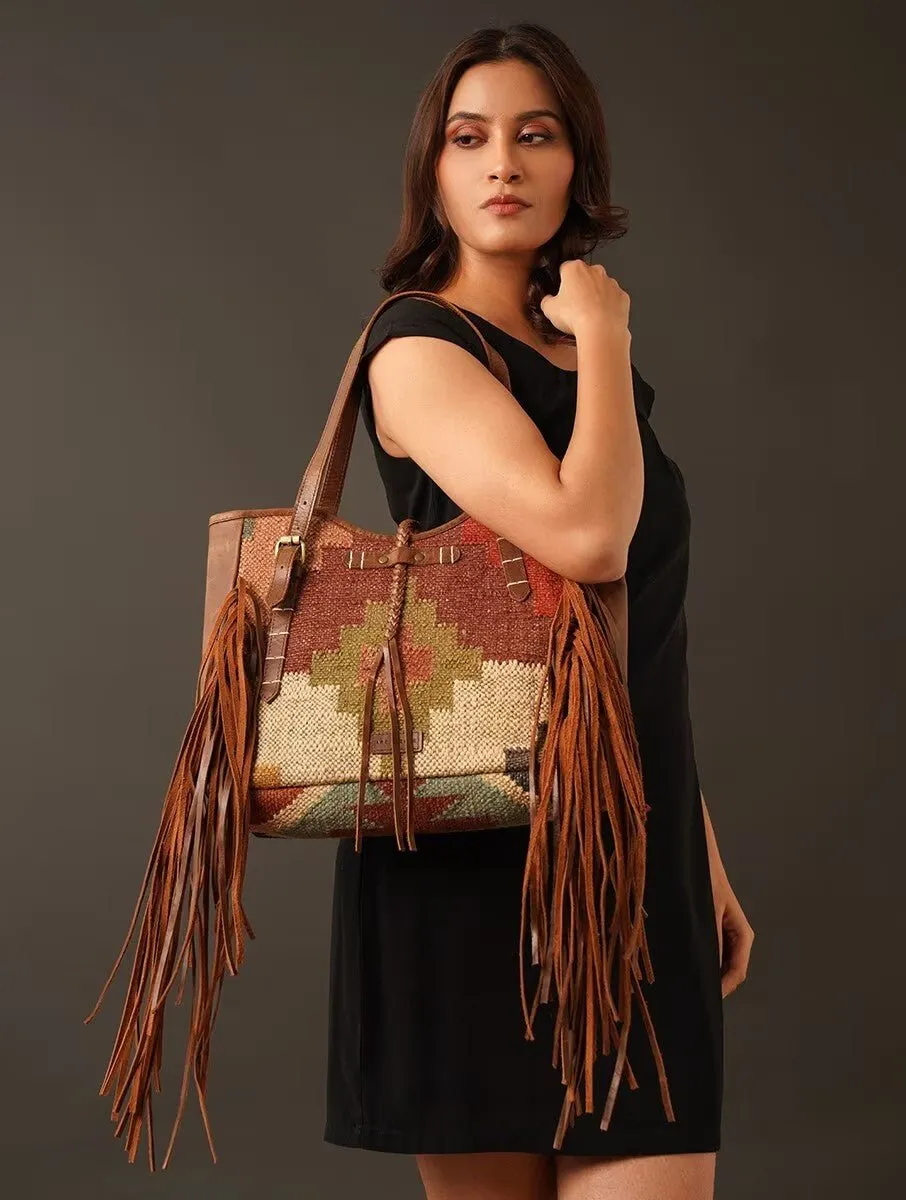 BOHEMIAN - KILIM and LEATHER  BAG