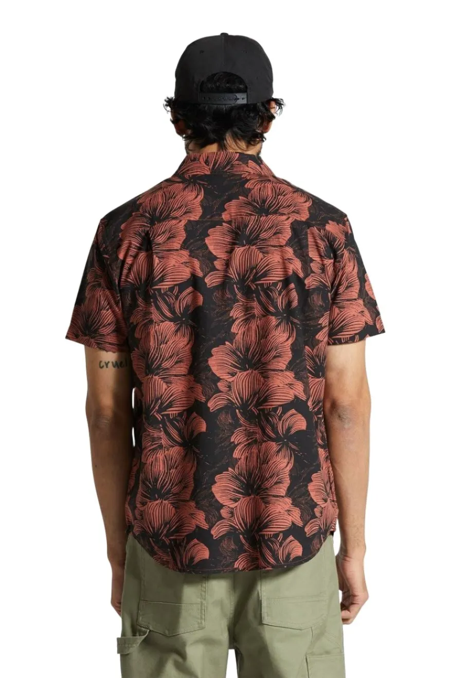 BRIXTON Charter Print S/S Button Up Shirt Washed Black/Terracotta Floral