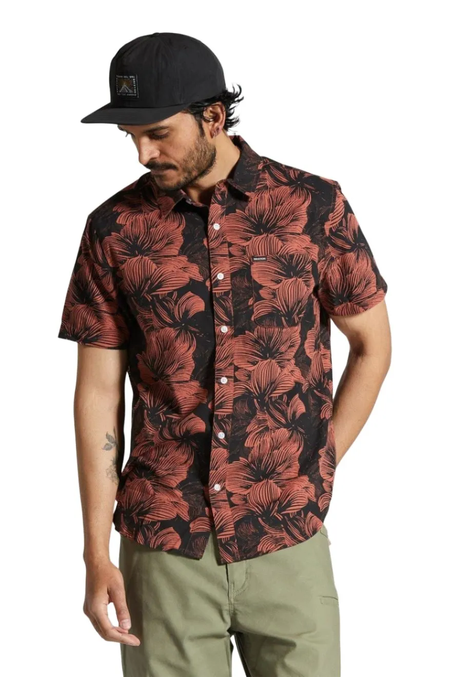 BRIXTON Charter Print S/S Button Up Shirt Washed Black/Terracotta Floral