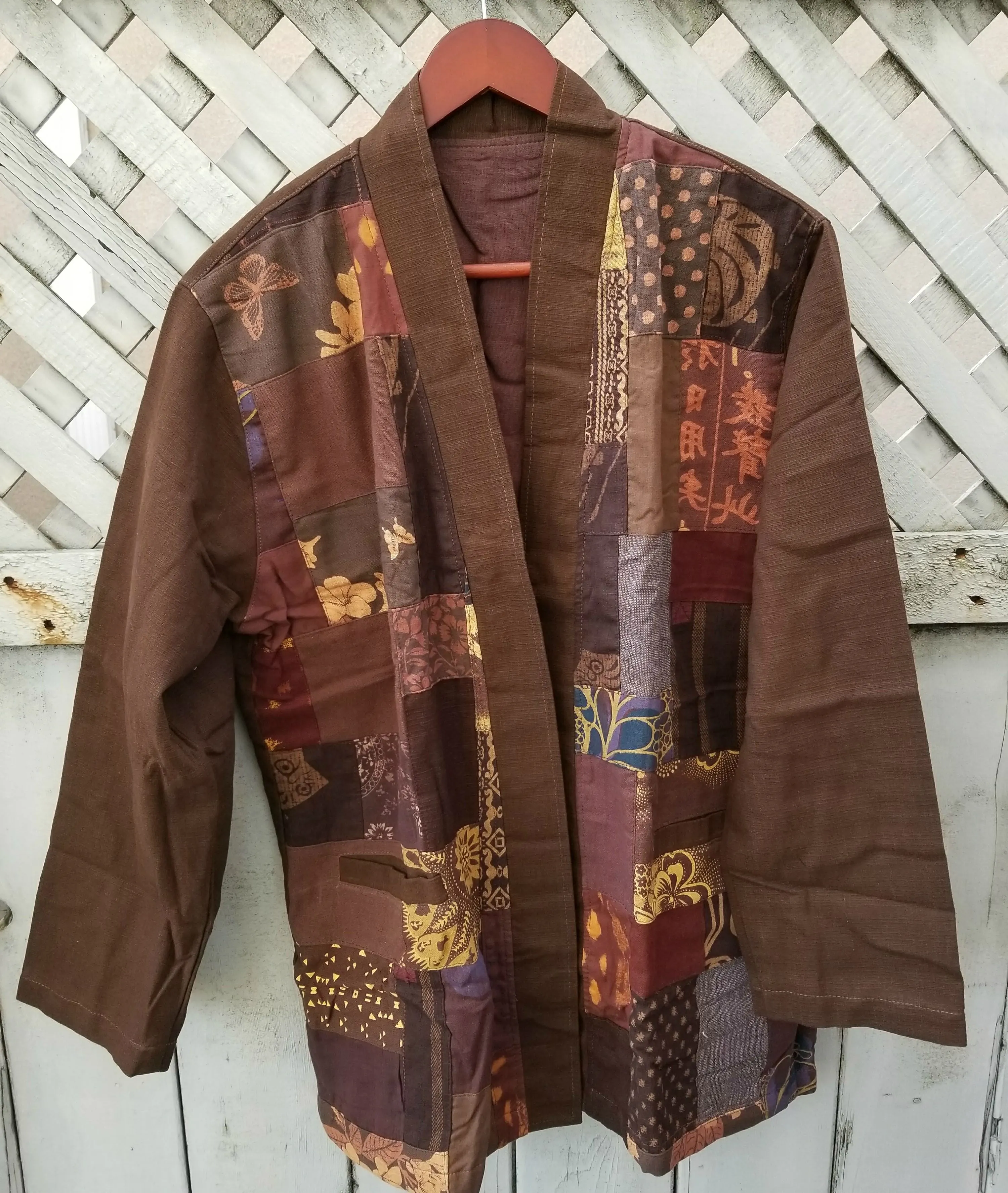 Brown Patchwork Kimono Noragi Hanten