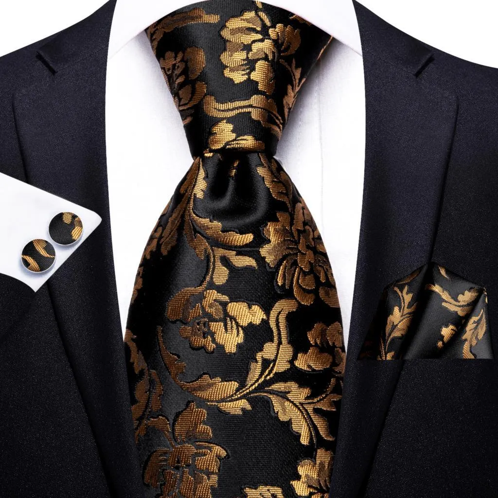 Champagne Gold Striped Paisley Solid Mens Silk Wedding Tie