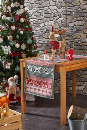 Christmas Deer Runner in Festive Red and Green Pattern