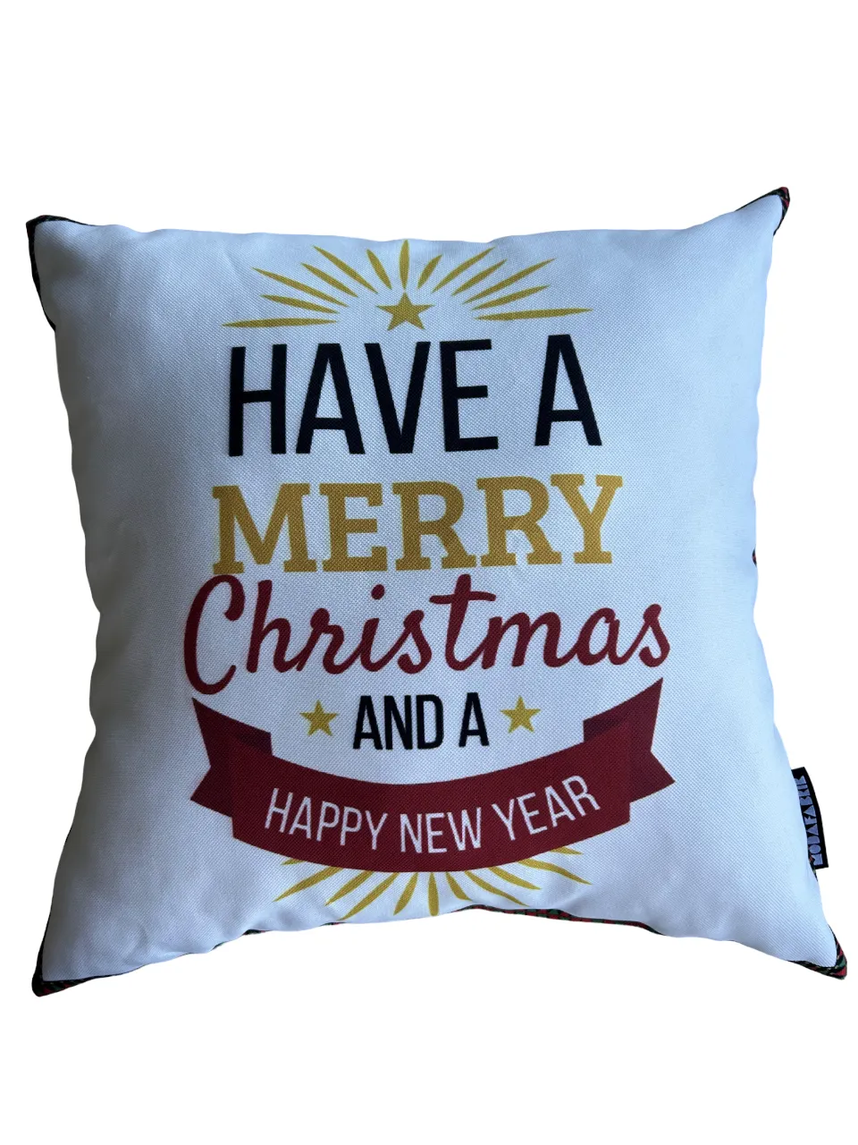 Christmas Pillow Cover, New Year Pillow Cover, Holiday Greetings Pattern Pillow Cover, Square