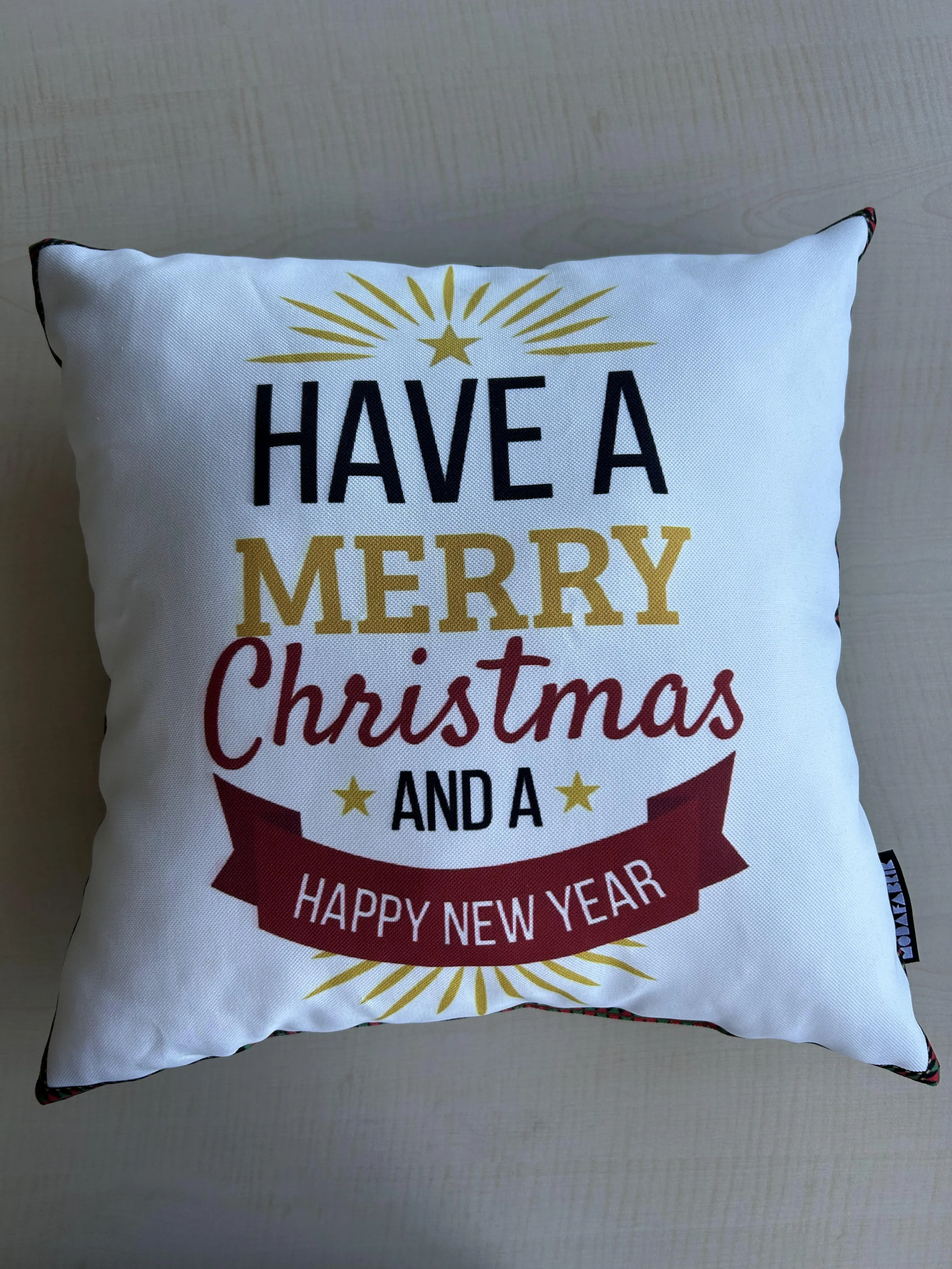 Christmas Pillow Cover, New Year Pillow Cover, Holiday Greetings Pattern Pillow Cover, Square