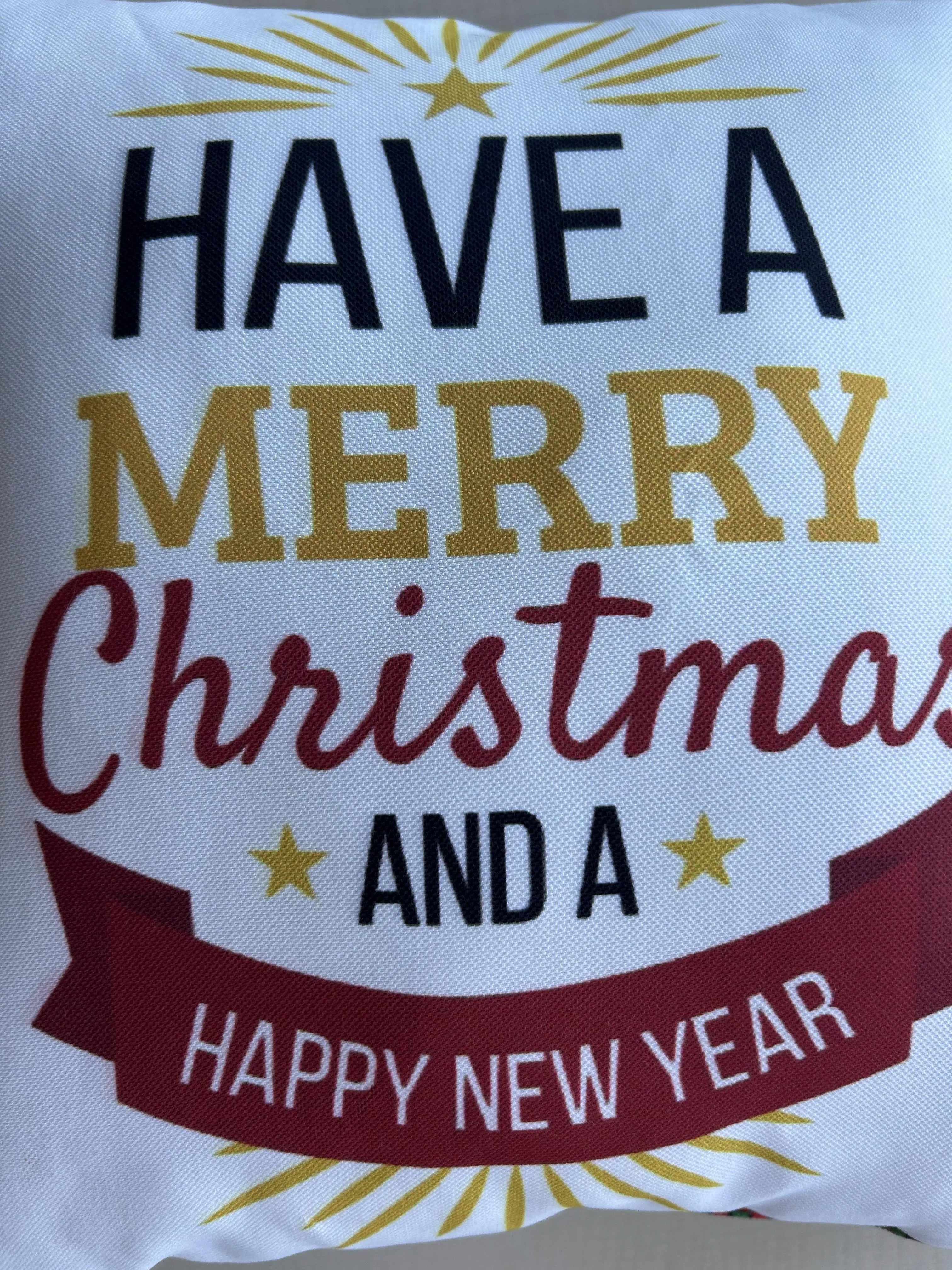 Christmas Pillow Cover, New Year Pillow Cover, Holiday Greetings Pattern Pillow Cover, Square