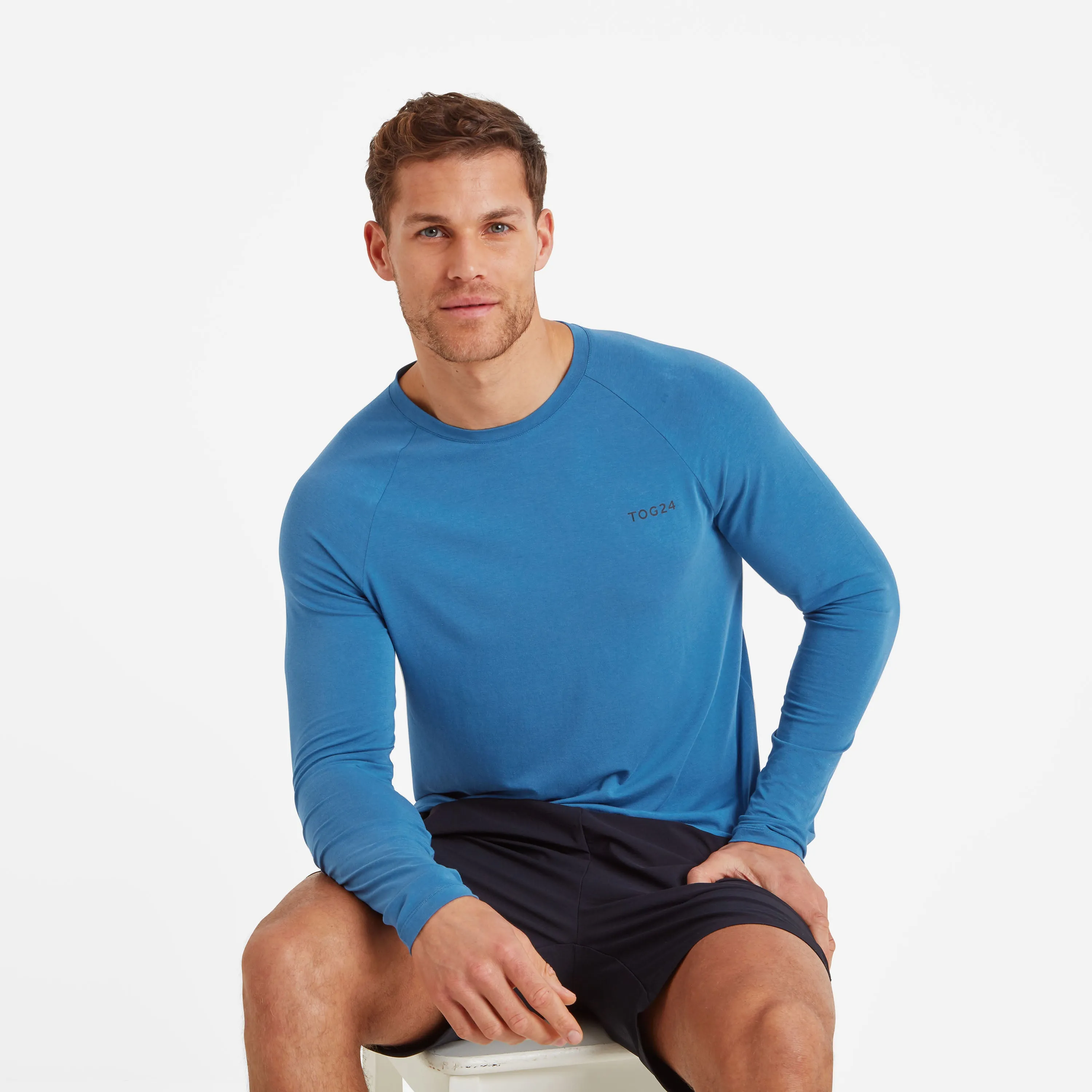 Clamber Mens Long Sleeve Tech Top - Deep Denim Marl
