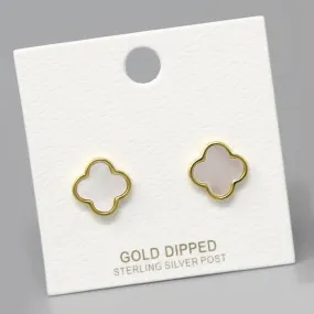 Clover Shape Gold Dipped Stud Earrings