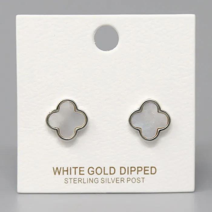 Clover Shape Gold Dipped Stud Earrings