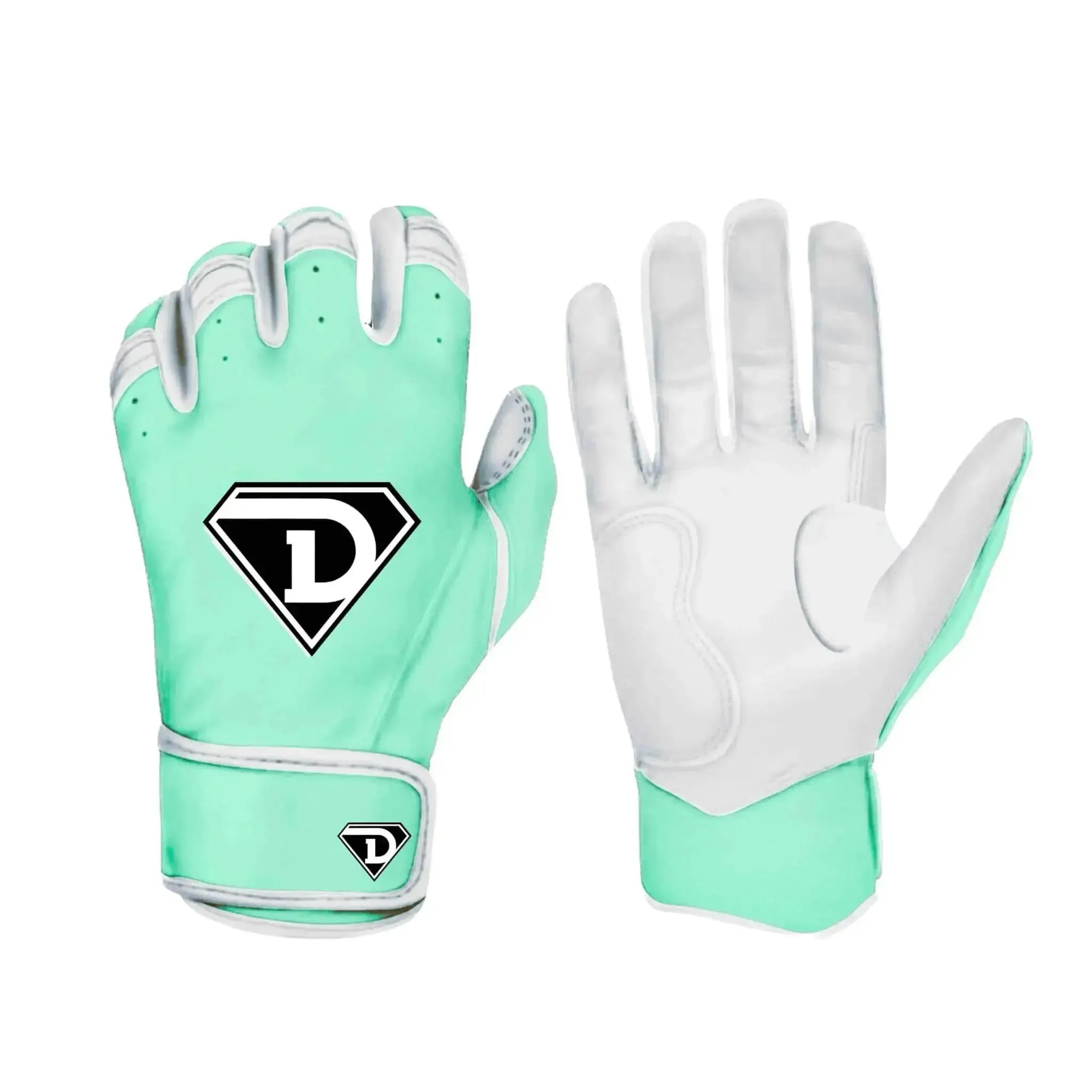 D1 Elite Premium Batting Gloves “Drippy Mints” Mint / White