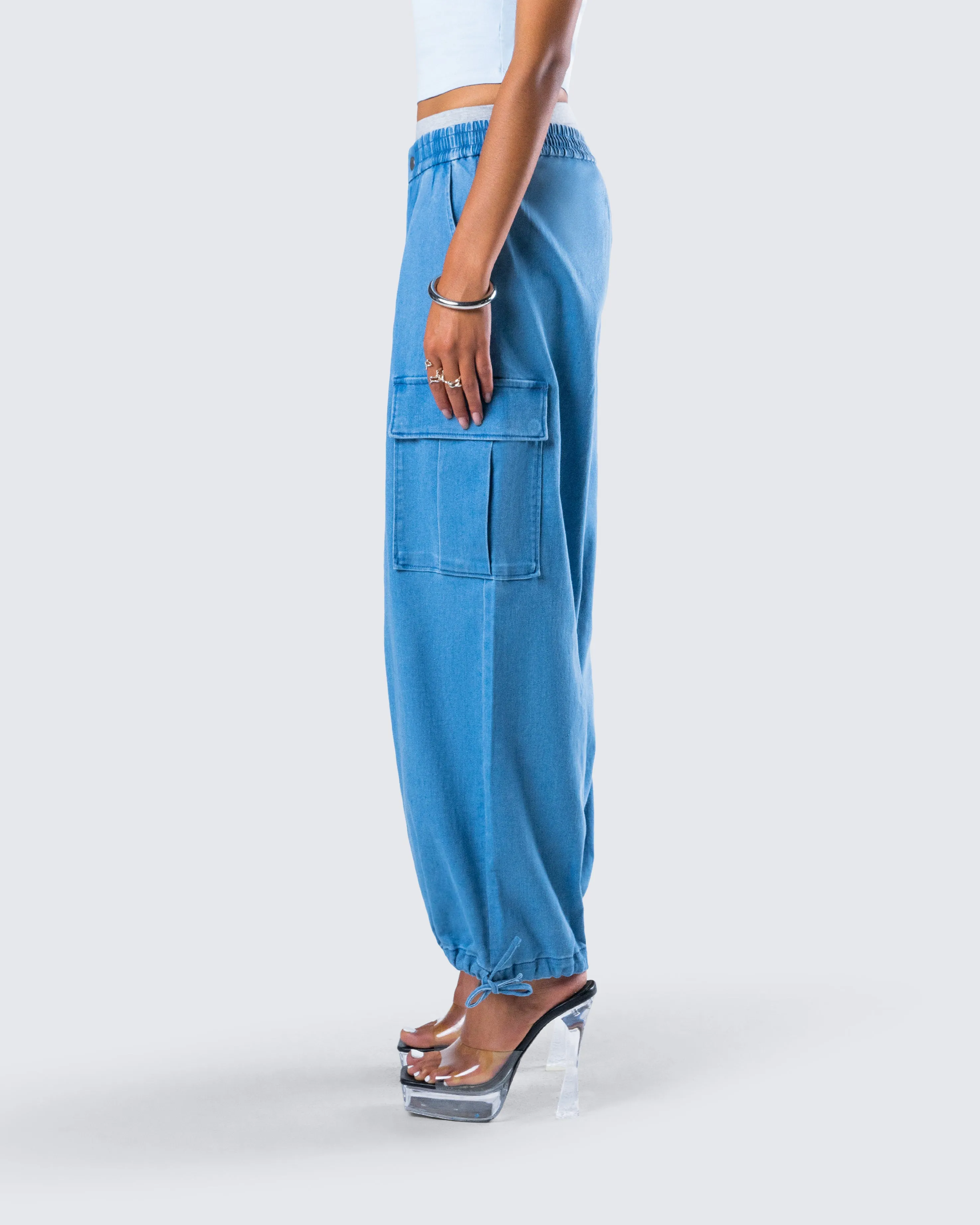 Darby Blue Denim Parachute Pant