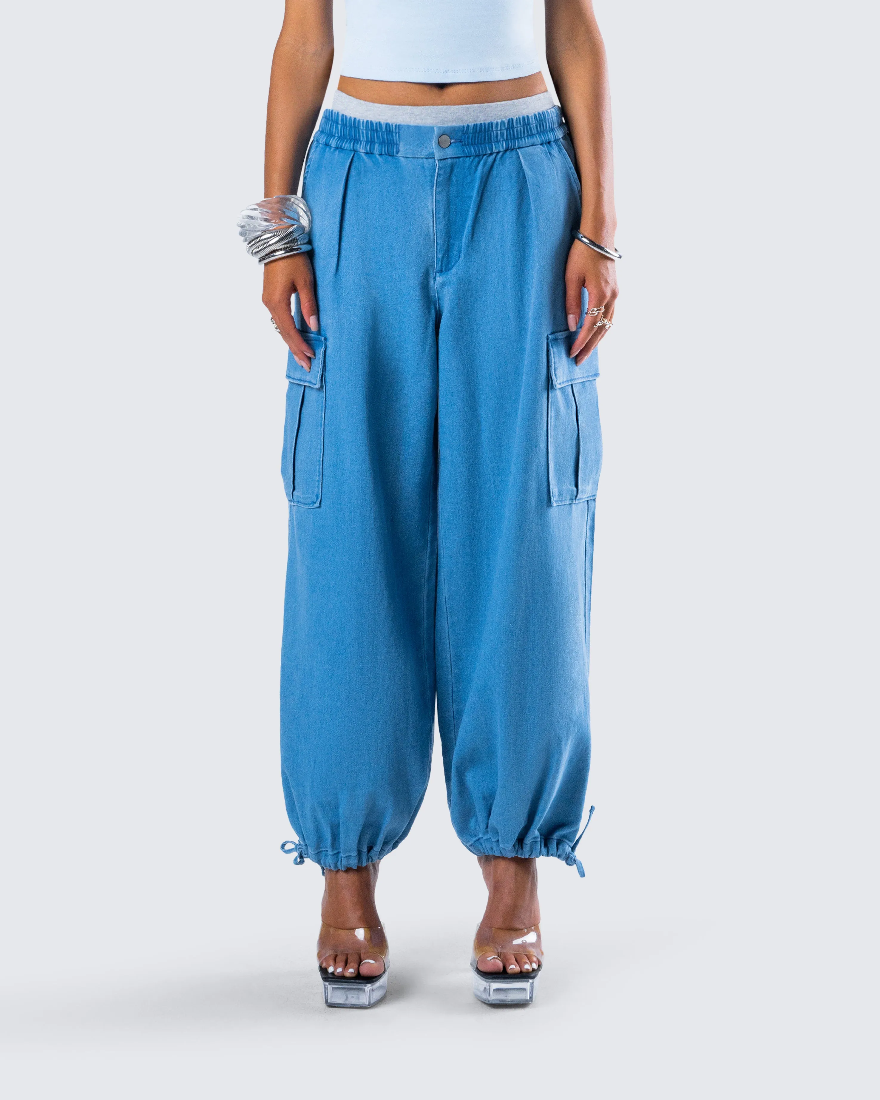 Darby Blue Denim Parachute Pant