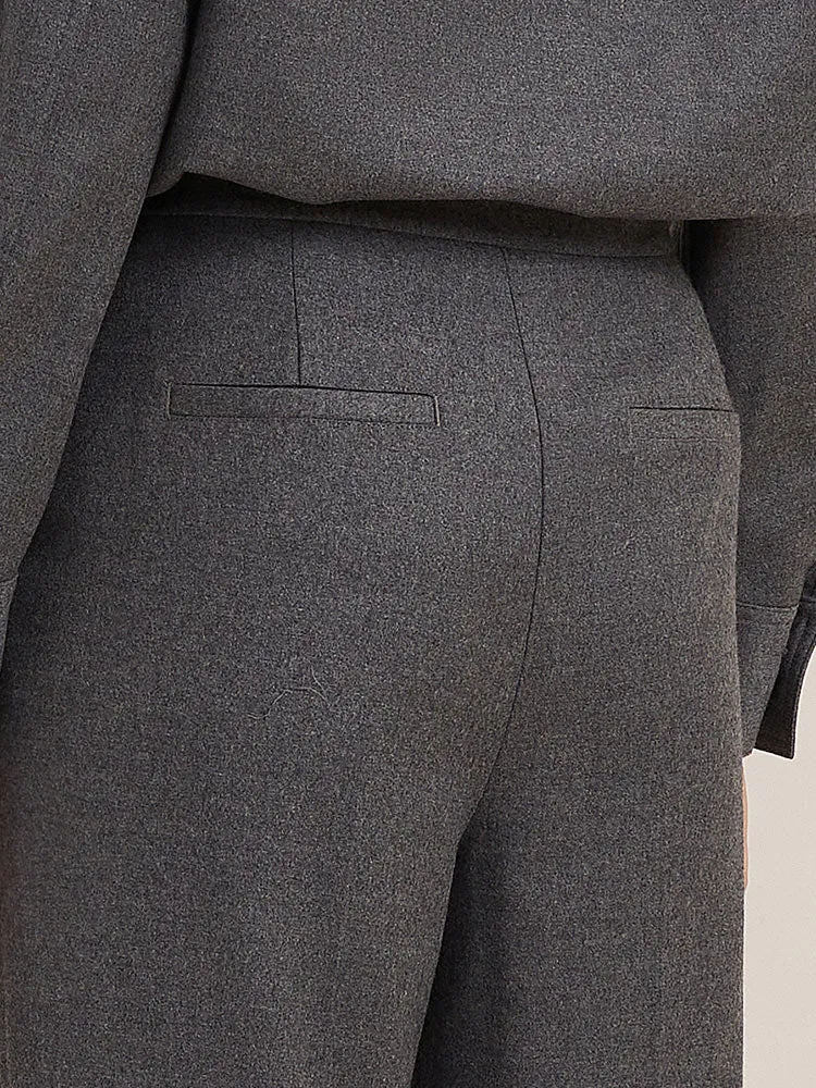 Dark Melange Grey Woolen Loose Pants